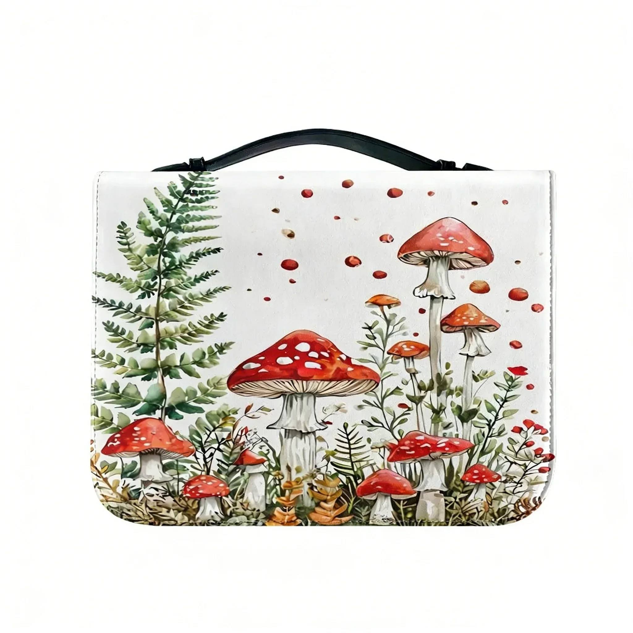 

Cute Mushroom Print Bible Bags Christian Gifts Personalized Cover Bible Pack Waterproof Leather Bag Pockets Package Case