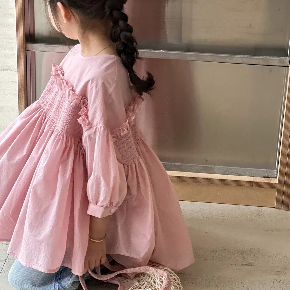 

Girls Shirt Top Spring 2024 New Korean Style Girl Doll Shirt Large Children Seven-point Sleeve Loose Casual Shirt Top Clothes