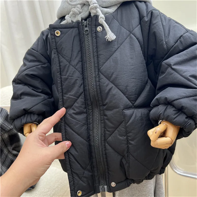 Boys Coat Jacket Cotton Outerwear Windbreak 2023 Hooded Thicken Velvet Winter Warm School Sport Children\'s Clothing