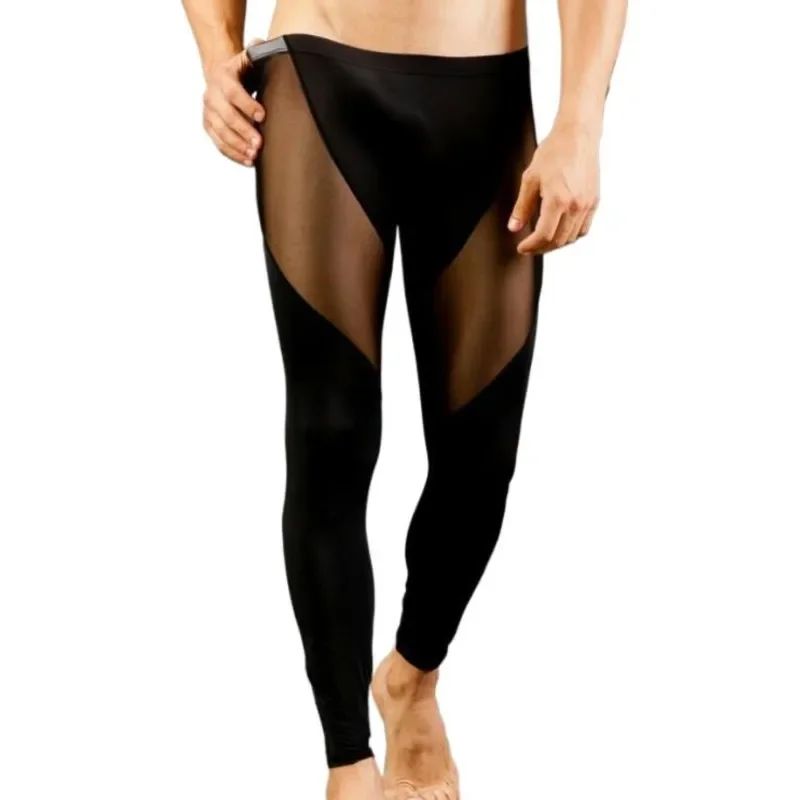 

Mens Sheer Mesh Underwear Sexy Thermal Pants Thin Stretchy Lingerie See Through Tights for Men Stretchable Base Layer