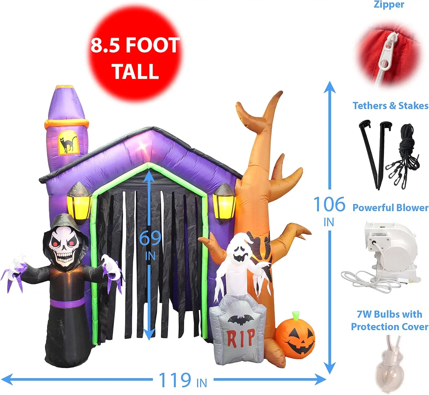 Skeleton, Ghost, Tree and Pumpkin Lights Decor Outdoor Indoor Holiday