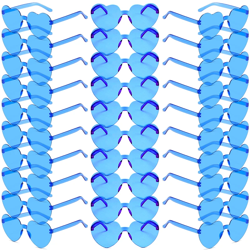 30 Paar pro Set herzförmige Sonnenbrille, niedlich, randlos, einfarbig, Strandurlaub, Sonnenbrille für Damen, modisches Design, Rave-Sonnenbrille – Detail 8