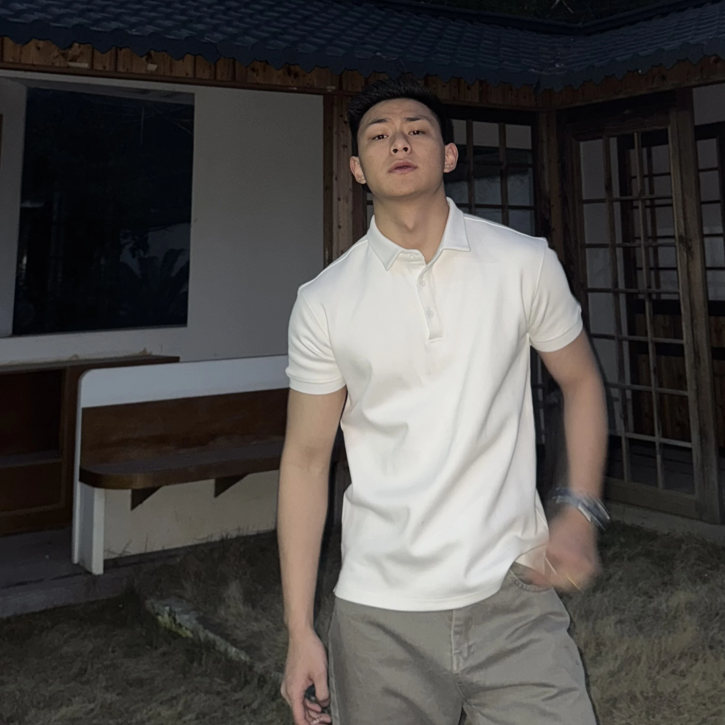 American Pearl Cotton POLO Shirt T-shirt Simple Solid Color Men's Business Commuter Lapel T Short Sleeve