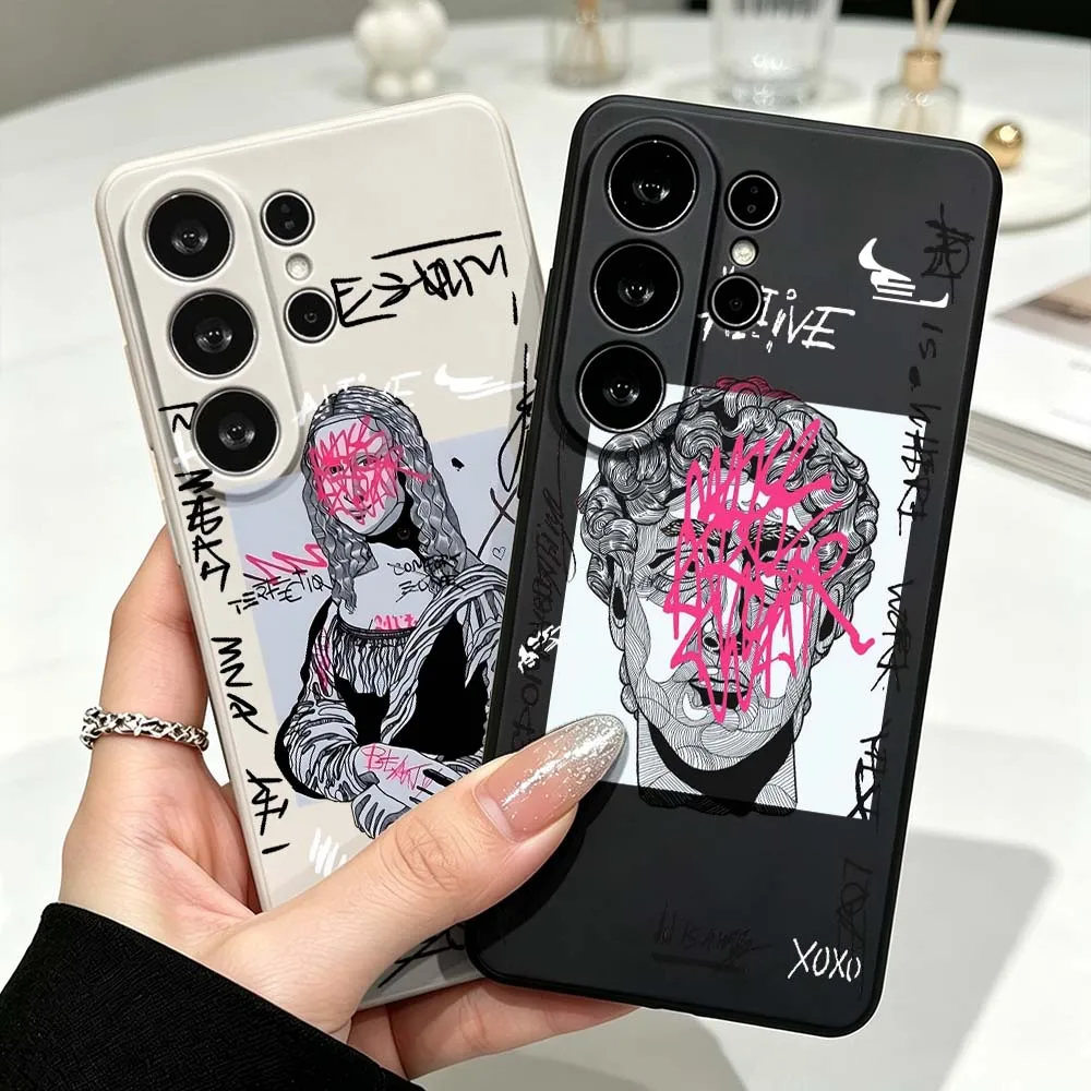 Art Ancient Statue Sketch For Samsung Galaxy S26 S25 S24 S23 S22 S21 Ultra Plus FE Soft Silicone Liquid Phone Case Cover