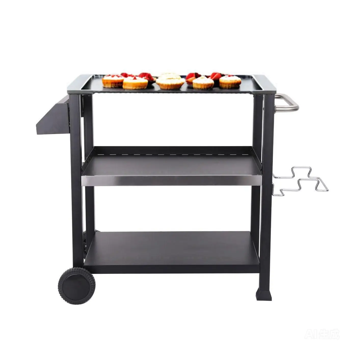 3-Floor shelf Hotel restaurant Restaurant Kitchen trolley Multifunctional movable barbecue truck with wheels