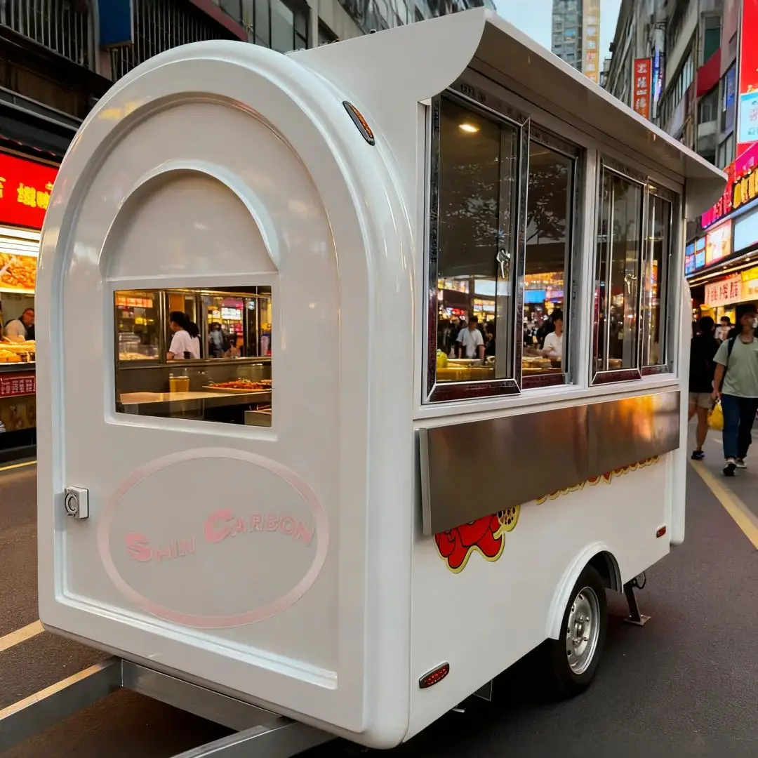 Small Food Trailer with Large Windows for Roadside Mobile Beverage Ice Cream And Grocery Store Customizable