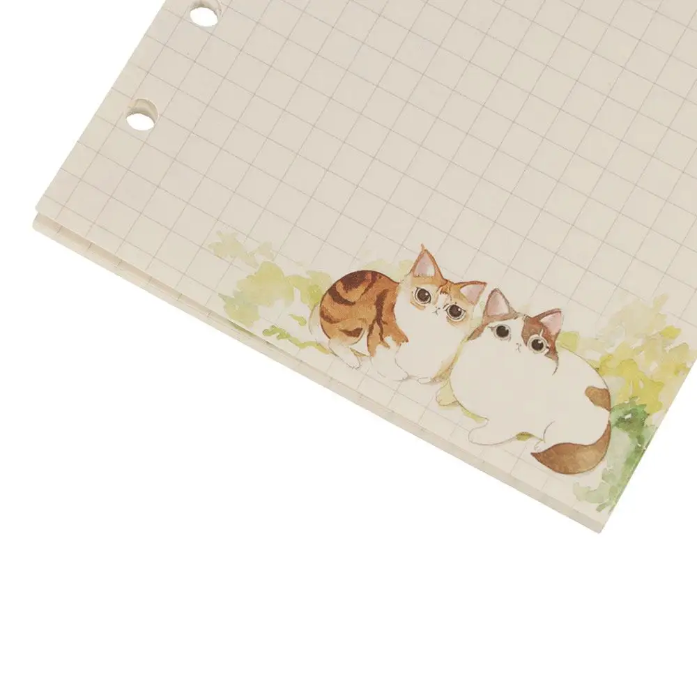 Blank AgendaPages Line Pages Notebook Refill Grid Pages Sakura And Cat Binder A6 80 Sheets Loose Leaf Notebook Inner Pages