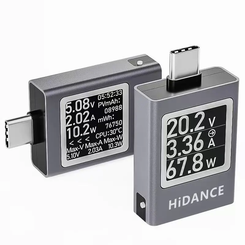 Mini Digital Display DC Voltage Ammeter Power Meter Multi-function Type-c Cell Phone Charging PD3.1 Tester