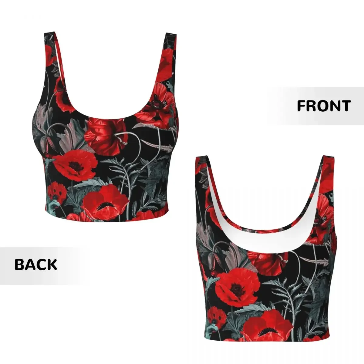 Custom Poppy Gard Women Sports Vest Bras Gym Workout High Impact Yoga Crop Tank Tops