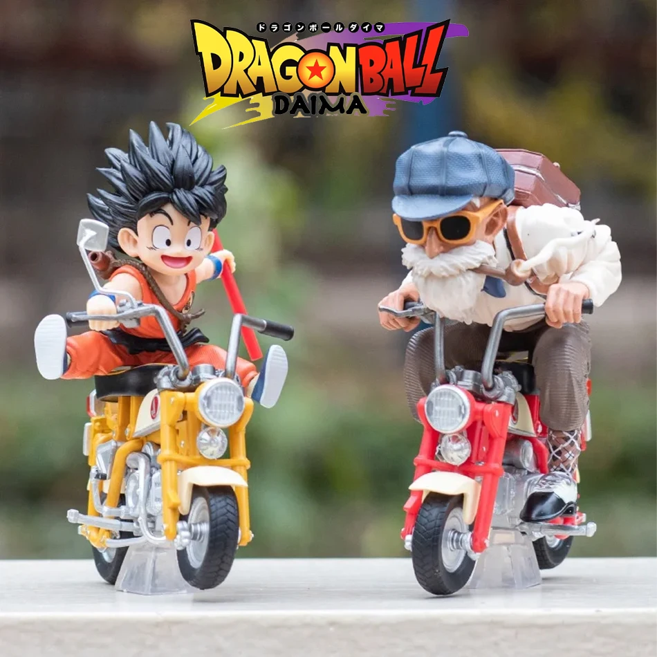 

Hot 13cm Dragon Ball Z Anime Figure Son Goku Master Roshi Locomotives PVC Action Kame Sennin Motorcycle Toys for Children