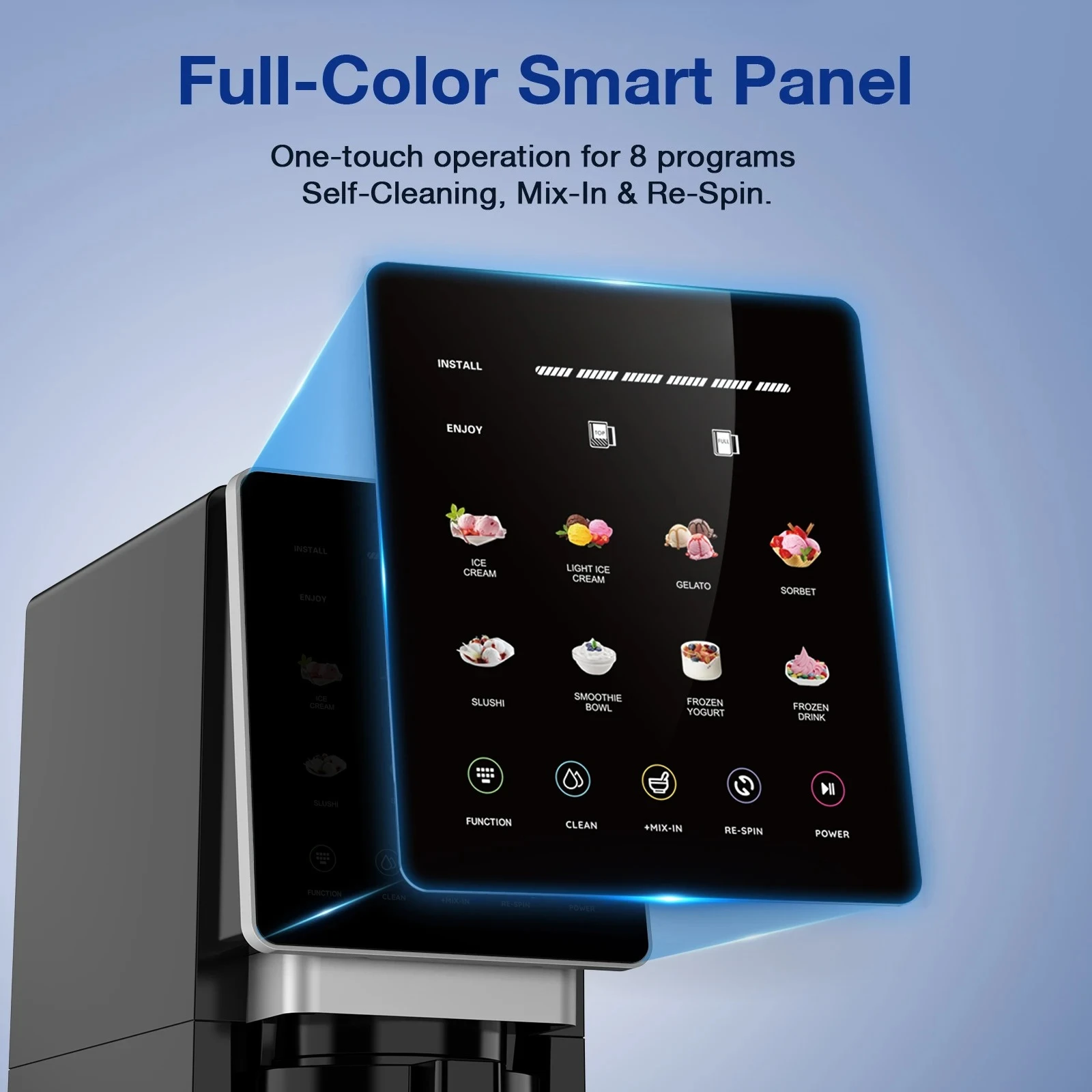 Teendow 8 Functions Touch Screen Frozen Drink Machine Gelato Slush Cold Juice Digital Slushie Maker