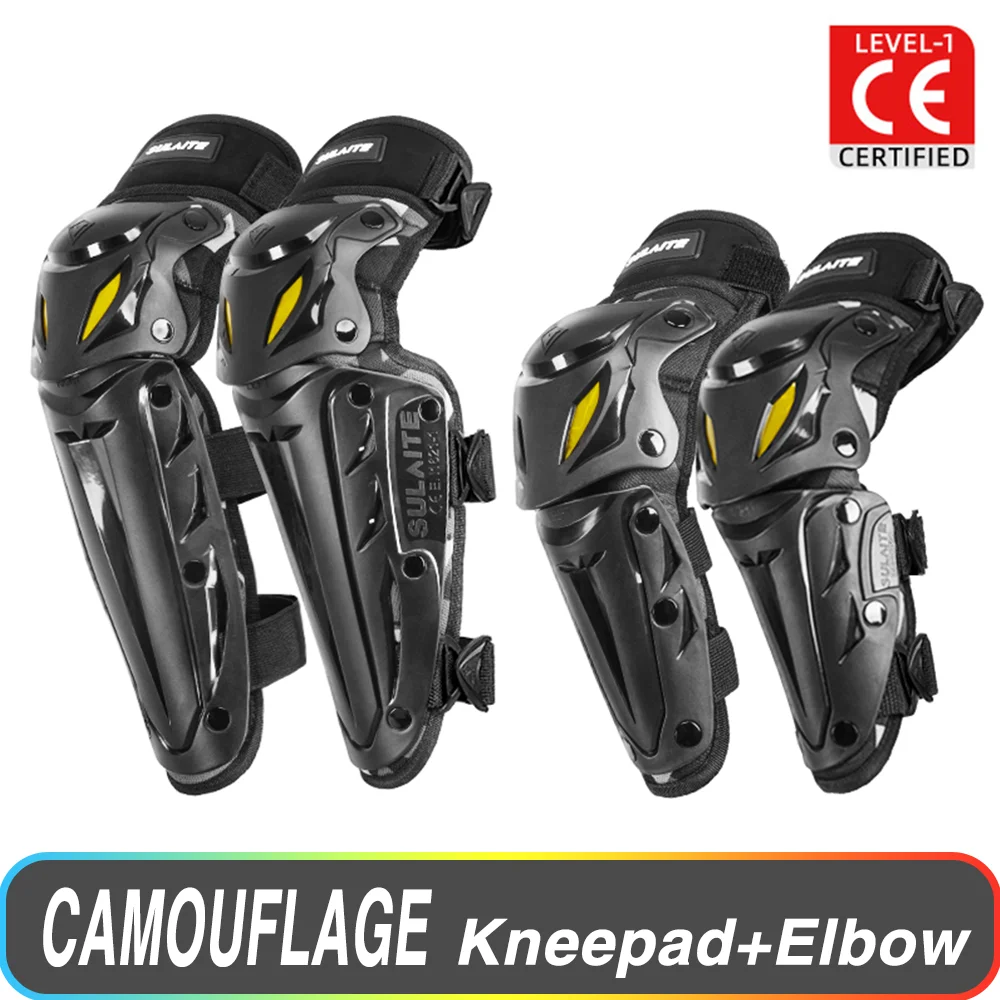 HEROBIKER Knee and Elbow Pad Set Black/One Size 4