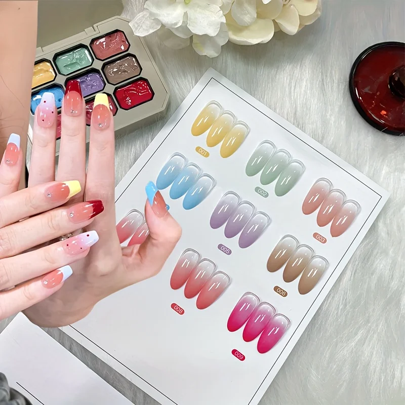 Y2K Gel pour ongles à neuf grilles, Gel pour ongles couleur bonbon série Dopamine arc-en-ciel, brillant à haute Saturation, effet Nail Art Blush dégradé, S