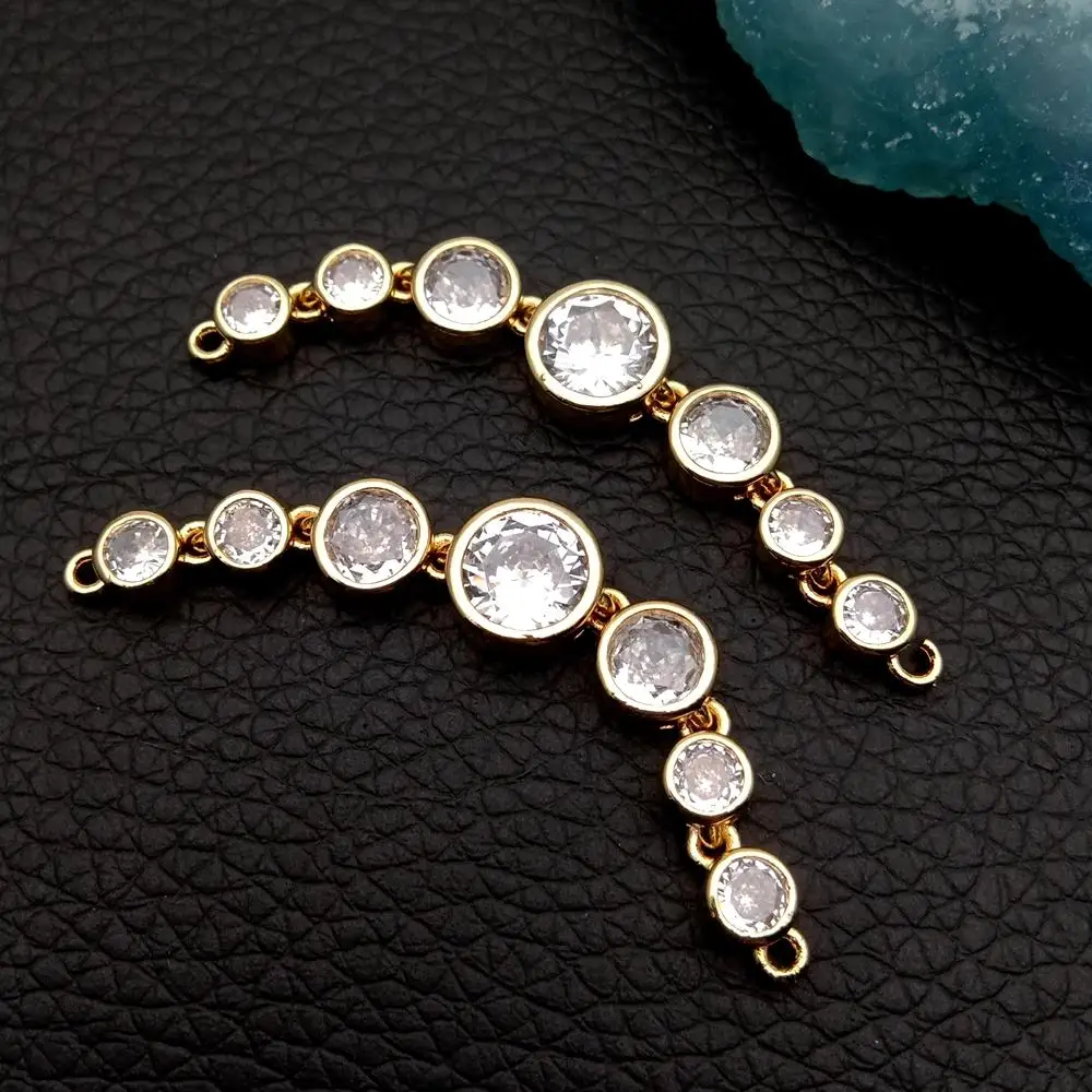 10 PCS 10x58mm Coin Shape Cubic Zirconia Pave Connector For DIY