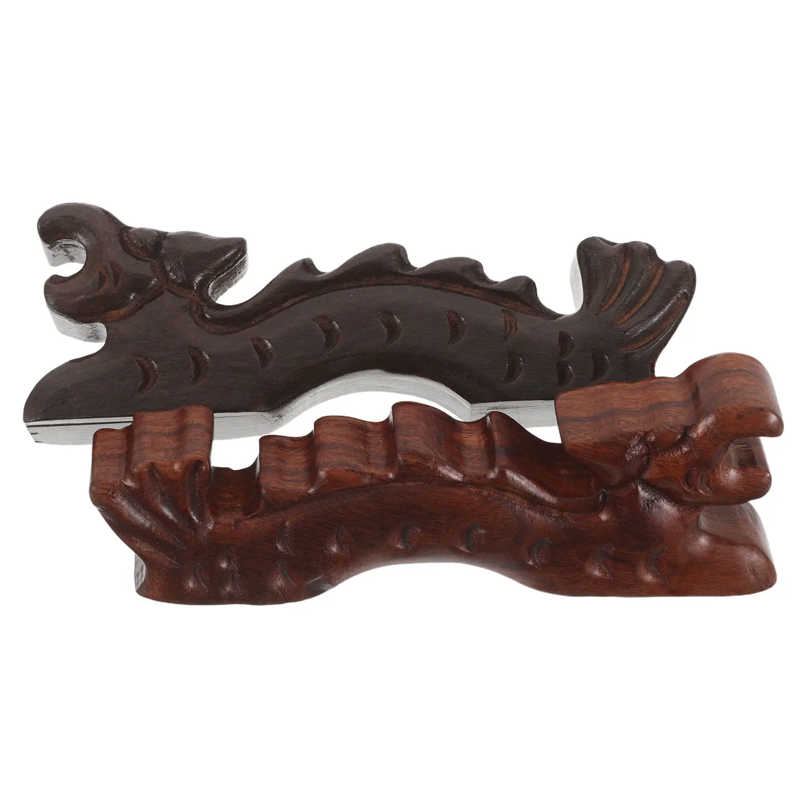2Pcs Chinese Calligraphy Writing Brush Holder Dragon Design Wooden Brush Rest Artist Paintbrush Stand for Watercolor Painting