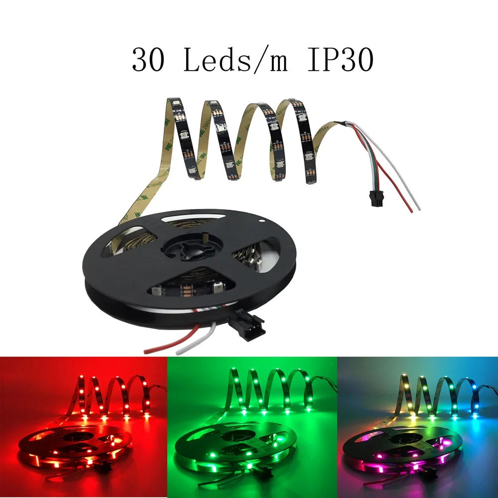 5m WS2812B LED-Leuchten WS2812 RGB LED-Streifen Individuell Adressierbare LED-Lichtleiste Schwarz-Weiß PCB IP30 65 67 5V – Detail 11