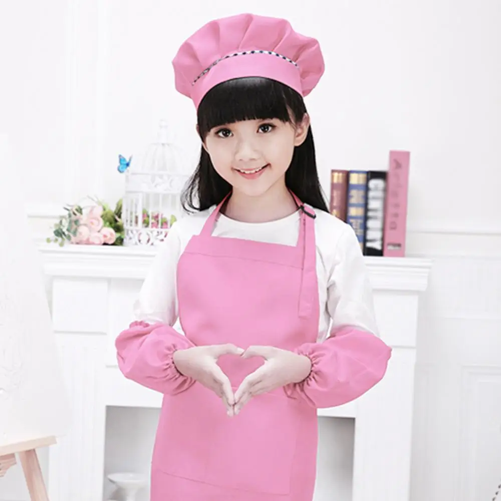 Children Kid Cooking Baking Painting Cooking Art Craft Plain Apron Pocket Bib Boys Girls Painting Aprons Baking Playing clothes