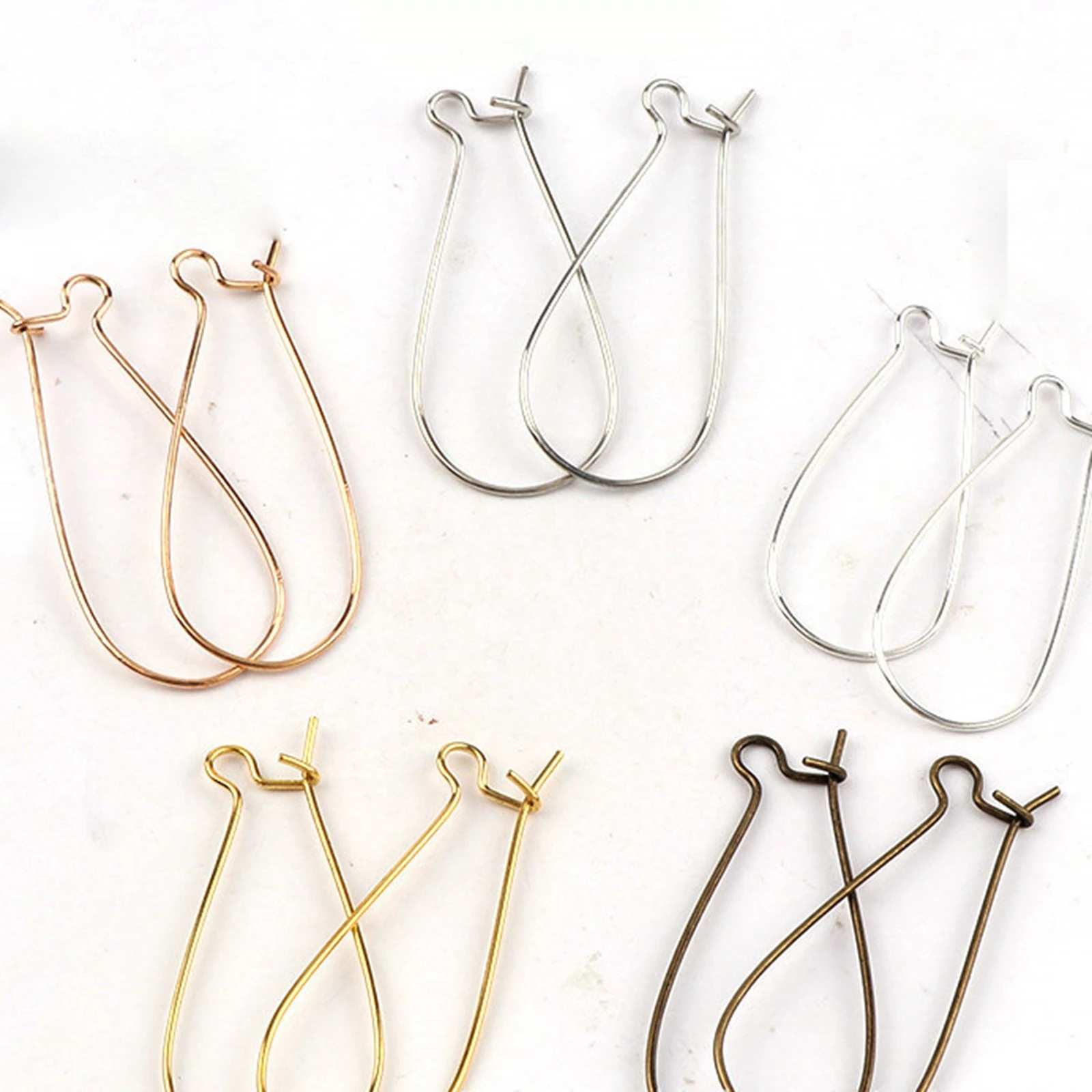 100Pcs Ear Wire Earring Oval Fish Shape Hoop French Hook 35X15mm Jewelry Making