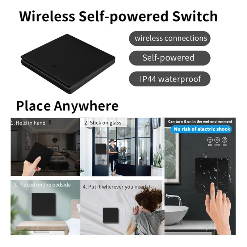 

ABUP-Smart Stick-On 220V Home Lighting Wireless Remote Control Light Switch, No Wiring Needed For Living Room Outdoor Garden