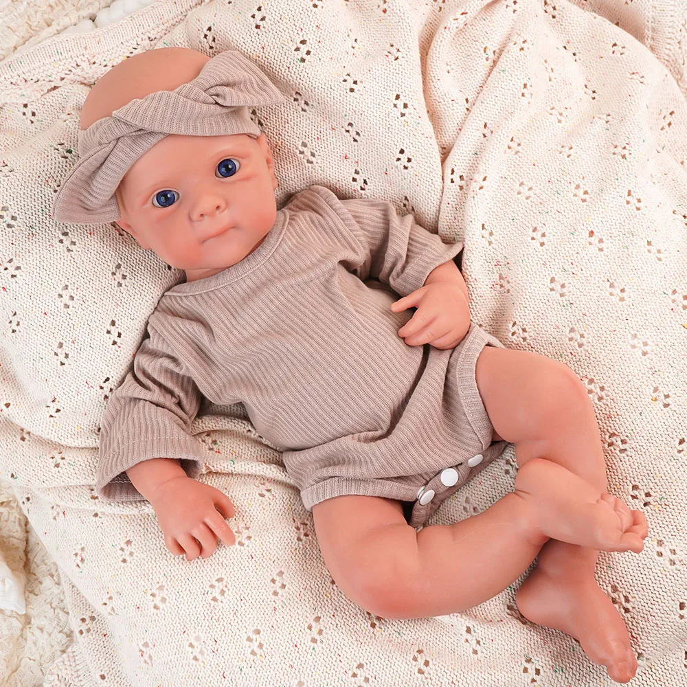 LullaSilic Silicone Reborn Girl Vivienne for Newborn Photography Props Poseable and Weighted Doll