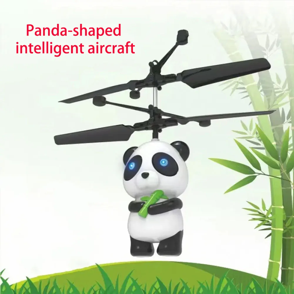 Juguetes de helicóptero volador eléctrico para adolescentes, Avión de inducción suspendido con detección de gestos, Panda de dibujos animados, regalos de Navidad para niños