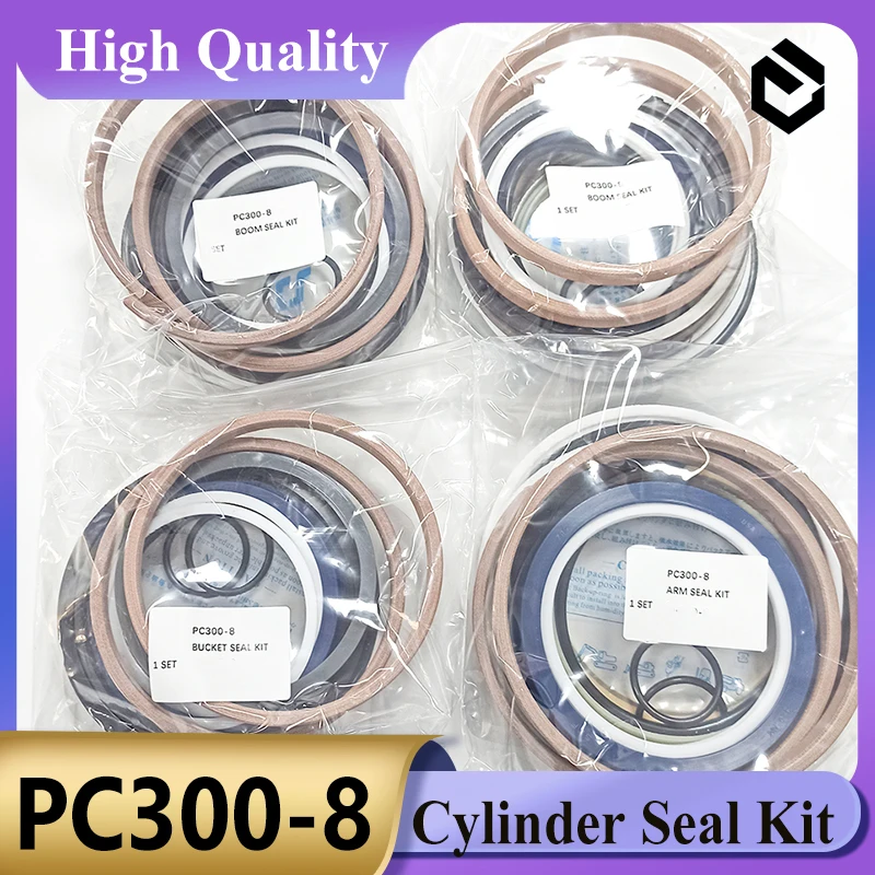 4 Sets PC300-8 Boom Bucket Arm Seal Kit Cylinder Seal Kit for Komatsu PC300-8 Excavator Parts