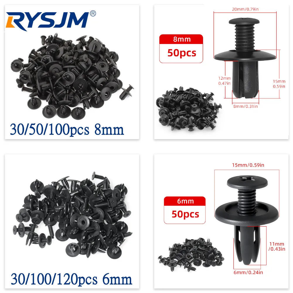 8mm/6mm Loch-Kunststoffnieten Befestigungsschrauben Auto-Kotflügel-Stoßstangen-Schrauben Clips Nieten Auto-Kunststoff-Druckstiftclips Auto-Zubehör
