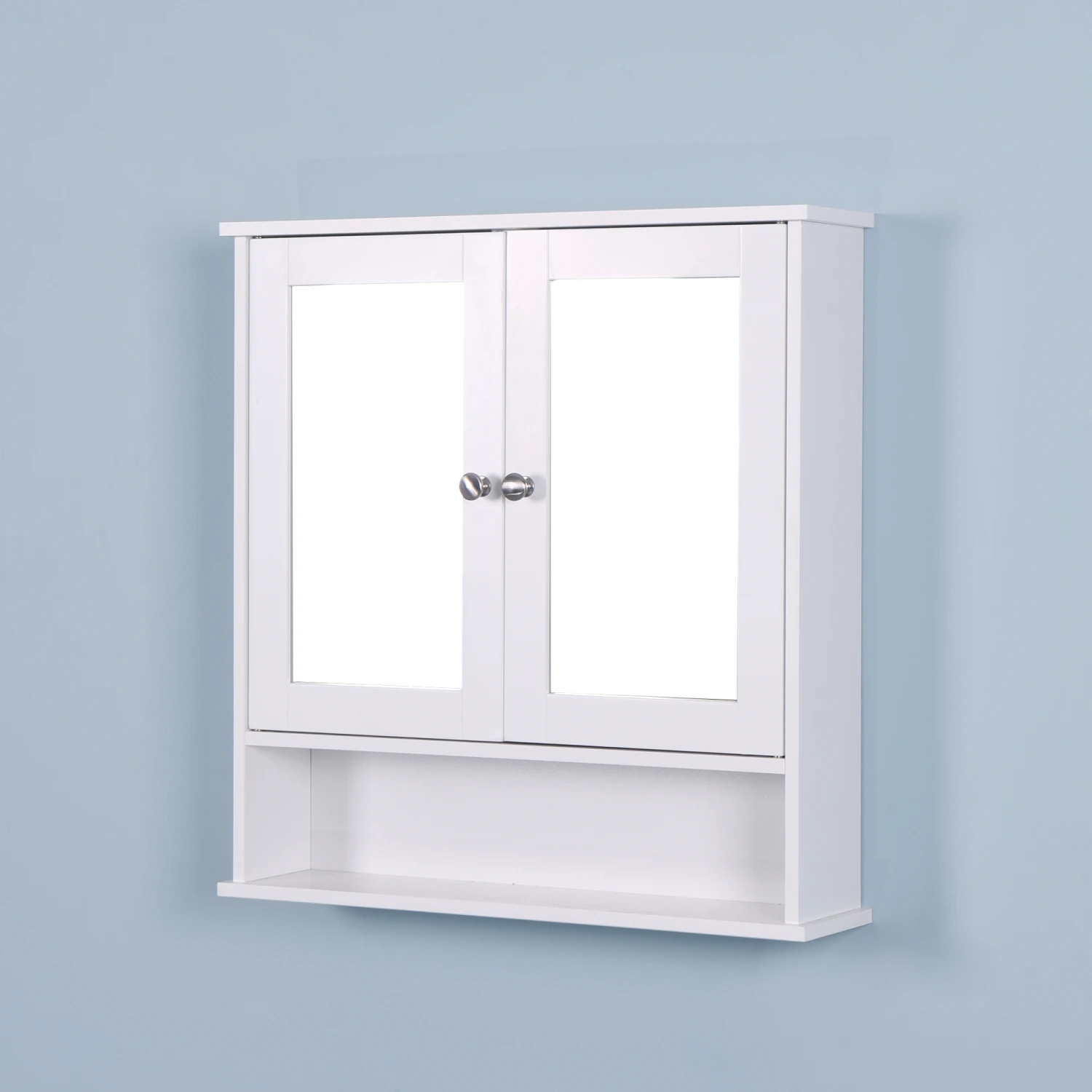 

Wall Mounted Bathroom Cabinet with 2 Mirror Doors and Adjustable Shelf