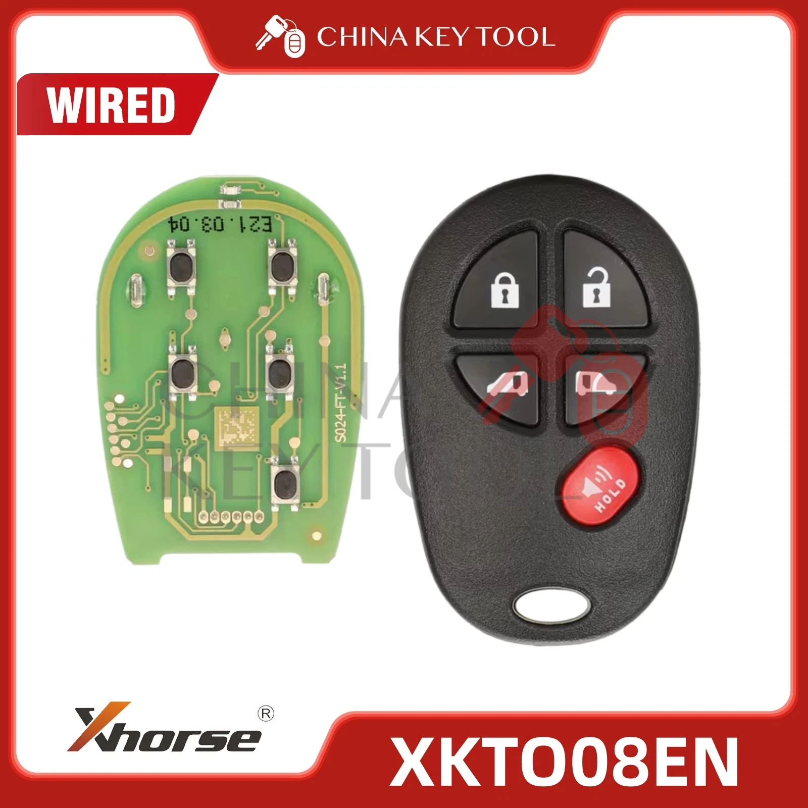 1PCS Xhorse Wire Remote Key For Toyota Style Separate 5 Buttons XKTO08EN