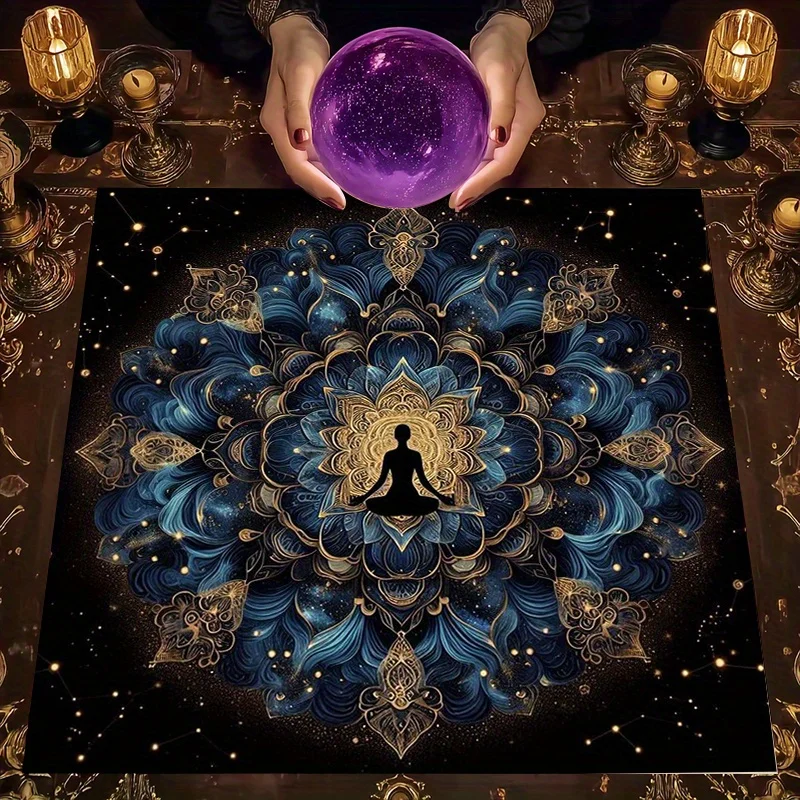 1-Piece Floral Cosmic Tablecloth, Washable, Divination Meditation
