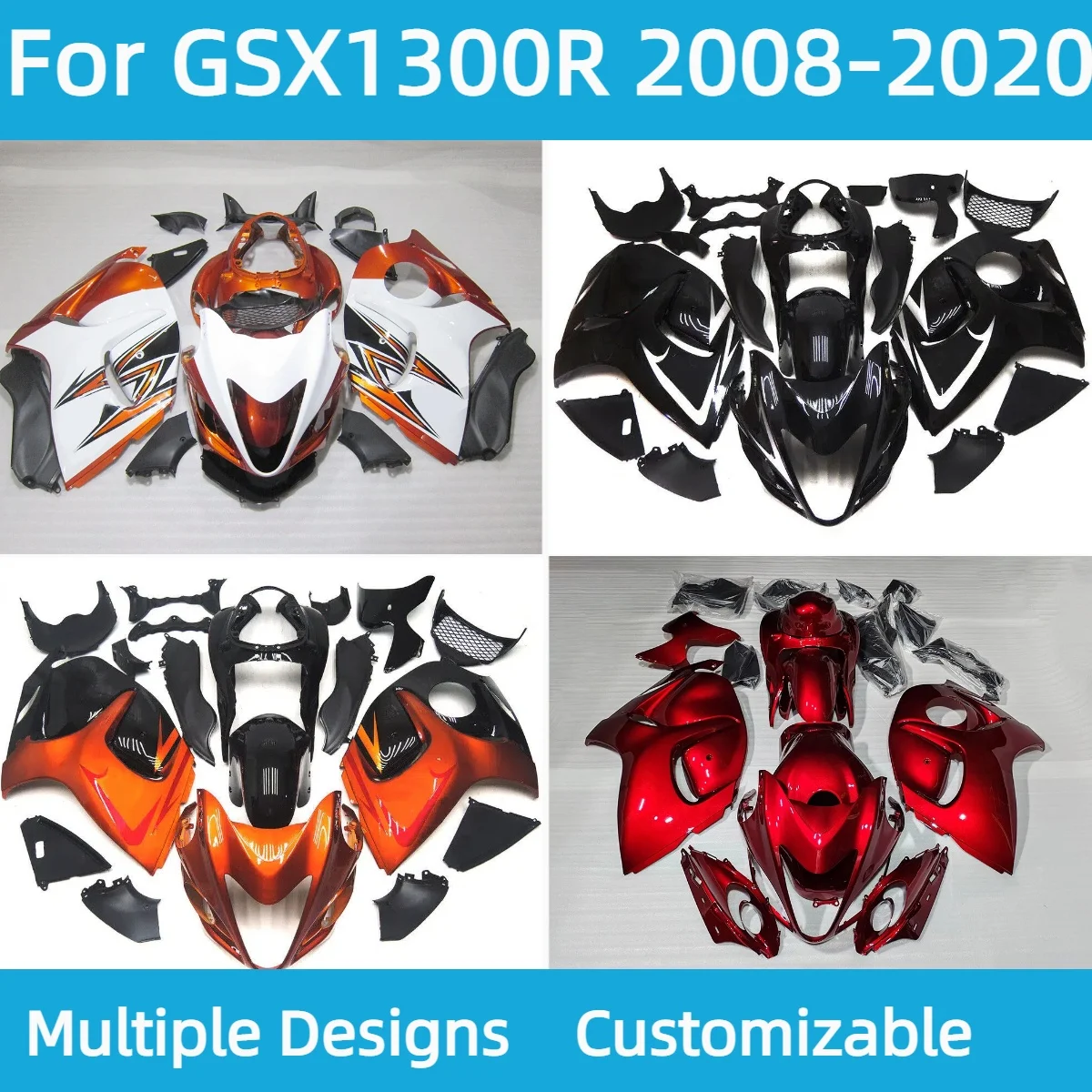 

Запчасти для вторичного рынка, обтекатели GSX 1300R 2008-2020, топливный яркий красный комплект кузова мотоцикла, комплект обтекателей для GSX1300R 08-20