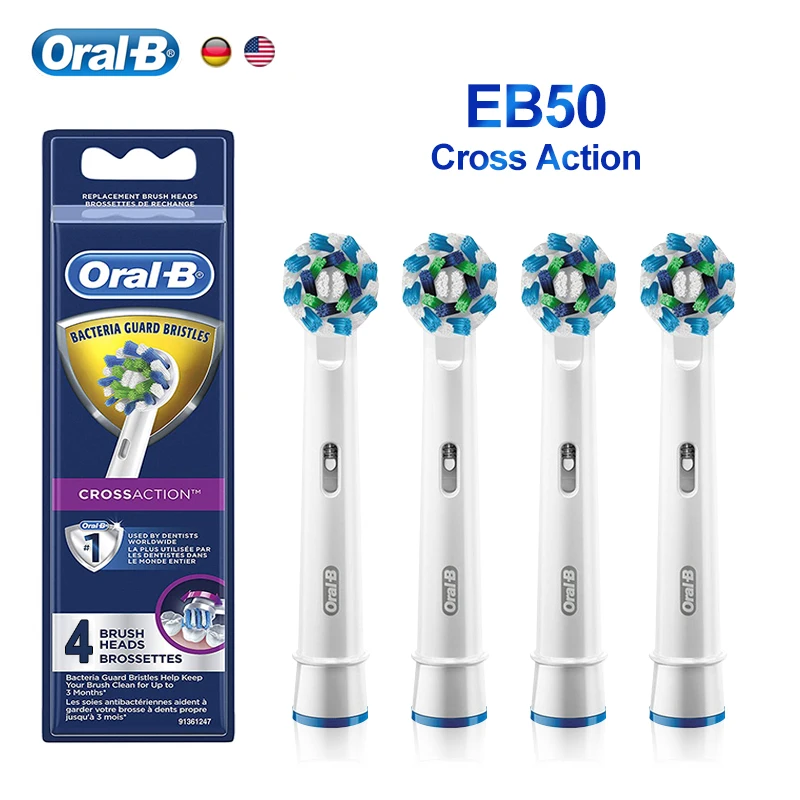 Oral B-EB50 Brush Heads, Cross Action, Ângulo de 16 Graus, Bicos Dentais Sobressalentes para Escova Elétrica, Original, D12, D16, DB4010, DB4510