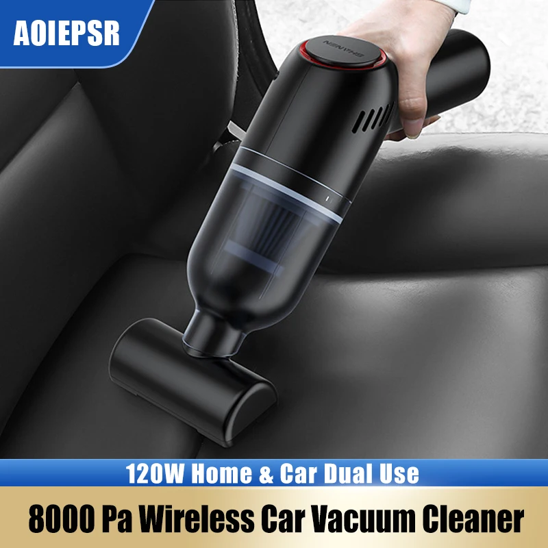 

8000pa Portable Car Vacuum Cleaner 120W Auto Wireless Mini Handheld Cordless Small Household & Car Dual-use Strong Suction