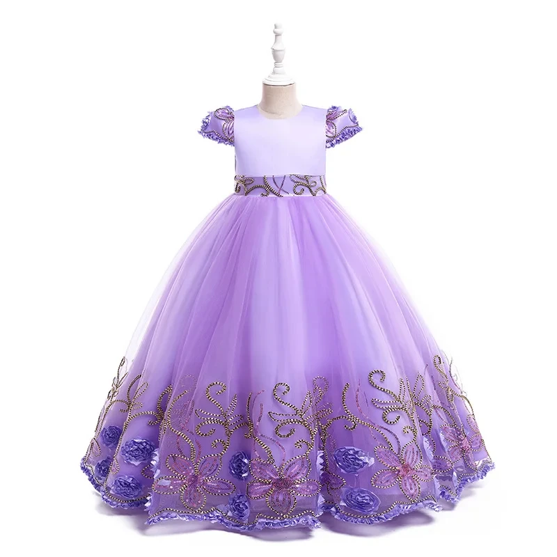 New Flower Girl Dresses Piano Performance Dress Birthday Wedding Party Pageant Costume Gorgeous Birthday Evening Dress 4-14Y