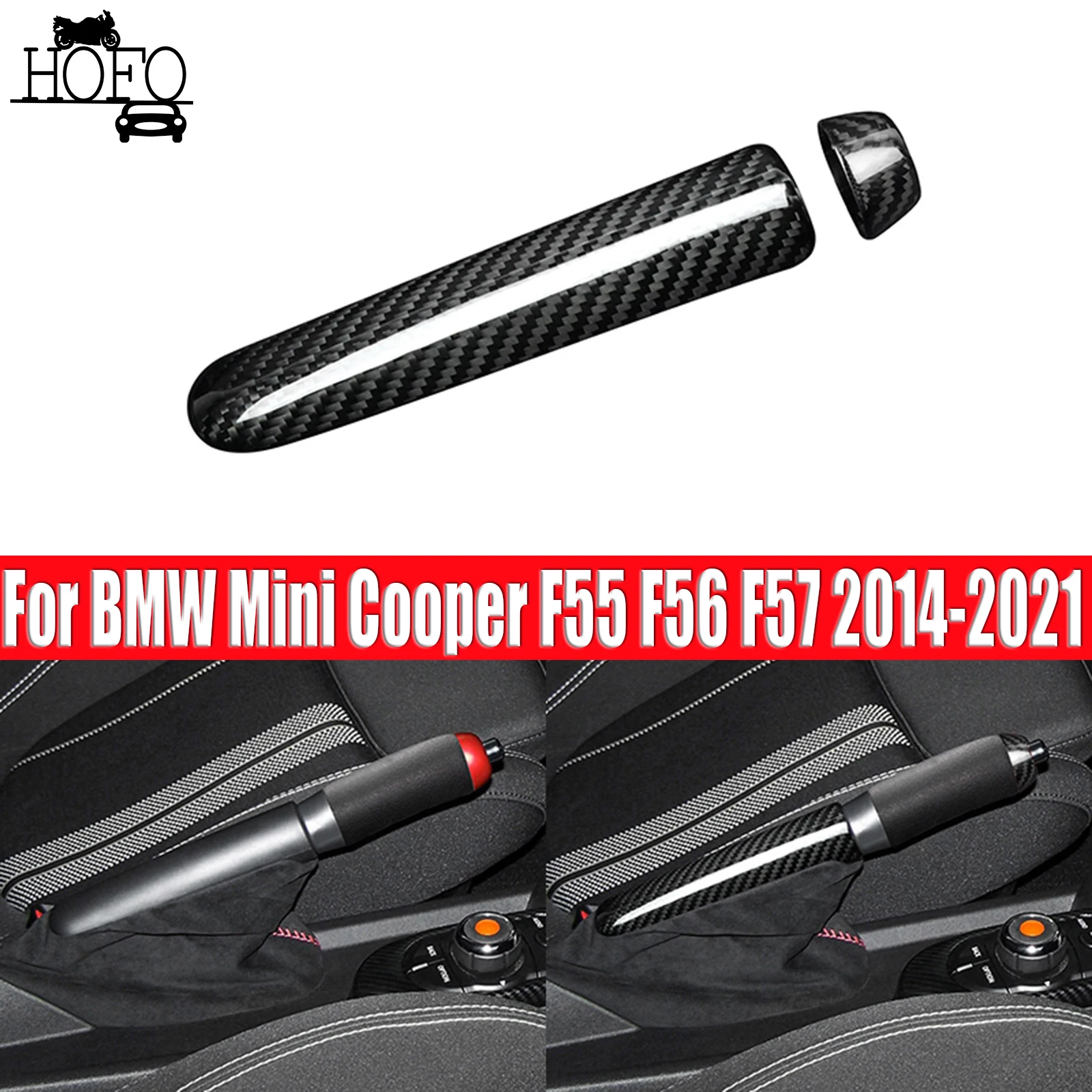 Carbon Fiber Handbrake Lever Cover Trim Kit For BMW Mini Cooper F55 F56 F57