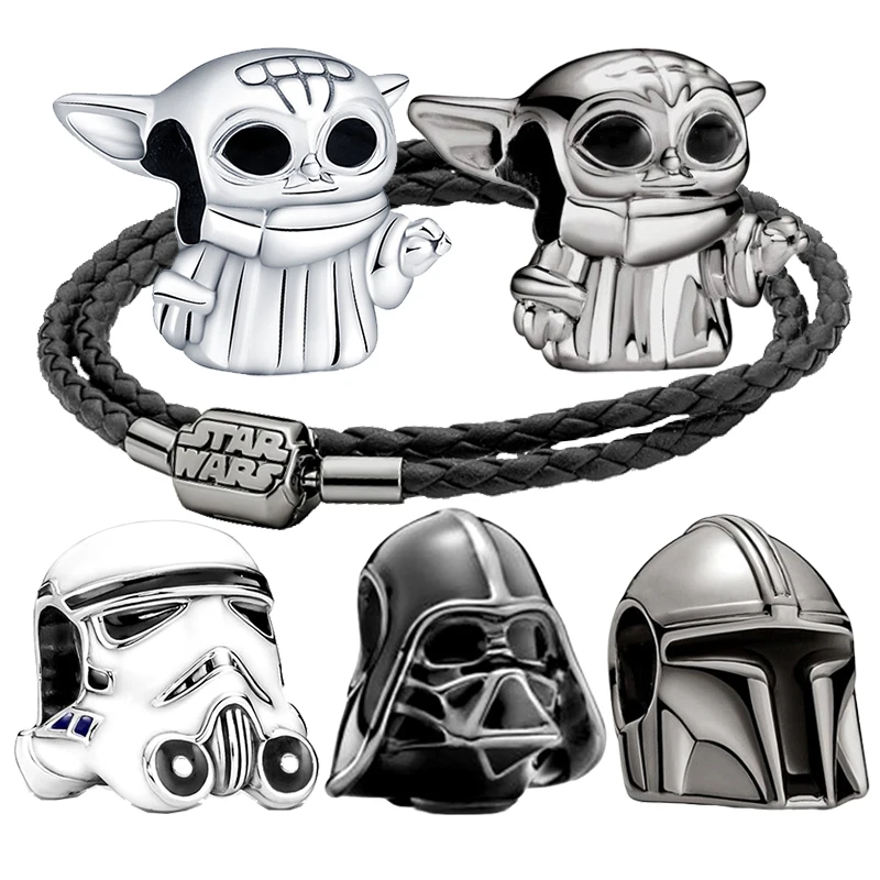 

HOT Charms Plata De Ley 925 Silver Star Wars Sries Mandalorian Helmet Pendant Beads Original Womens Bracelets DIY Jewelry Gifts