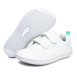 Boys Girls Barefoot Shoes Kids Wide Toe Minimalist Fashion Sneakers Lightweight Hook Loop Artificial Leather Walking Flats