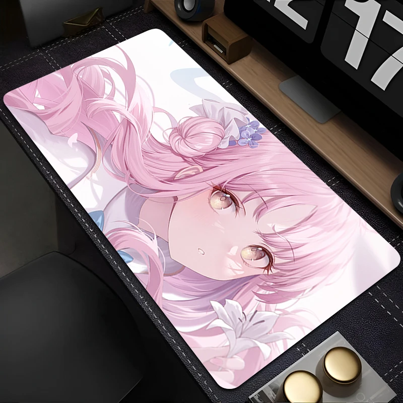 

Pink Mouse Pad Laptop Kawaii Anime Flower Gamer Desktop Mat Blue Archive Gaming Keyboard Pad PC Misono Mika Sexy Girl Mousepad