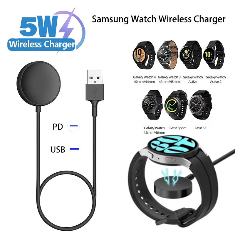 1M Type-c USB Portable Wireless Charging Cable Magnetic Watch Charger for Samsung Galaxy Watch Ultra 8/7/6/5 Pro Active2
