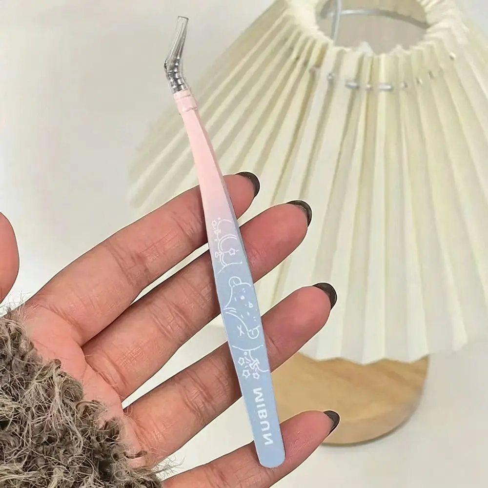 Metal Curved Stickers Tweezers High Precision Anti-static Lashes Extension Tweezer Cartoon Bean Tweezers Extensions Grafting