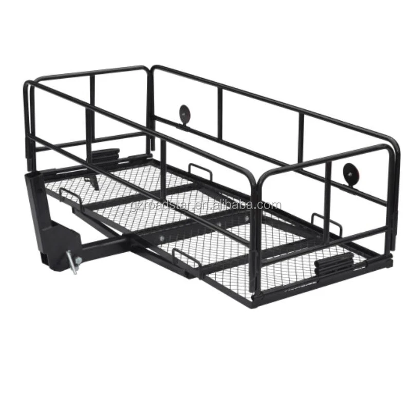 New Design Iron Folding Rear Black Hitch Mounted Cargo Carrier Luggage Rack for Sale