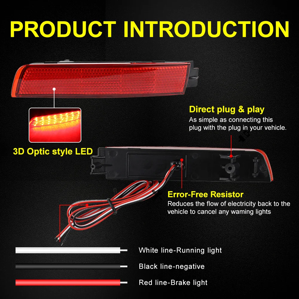 2Pcs Car Rear Bumper Reflector Lights for Infiniti FX35 FX37 FX50 Nissan Juke Murano Sentra Quest Fog Warning Light