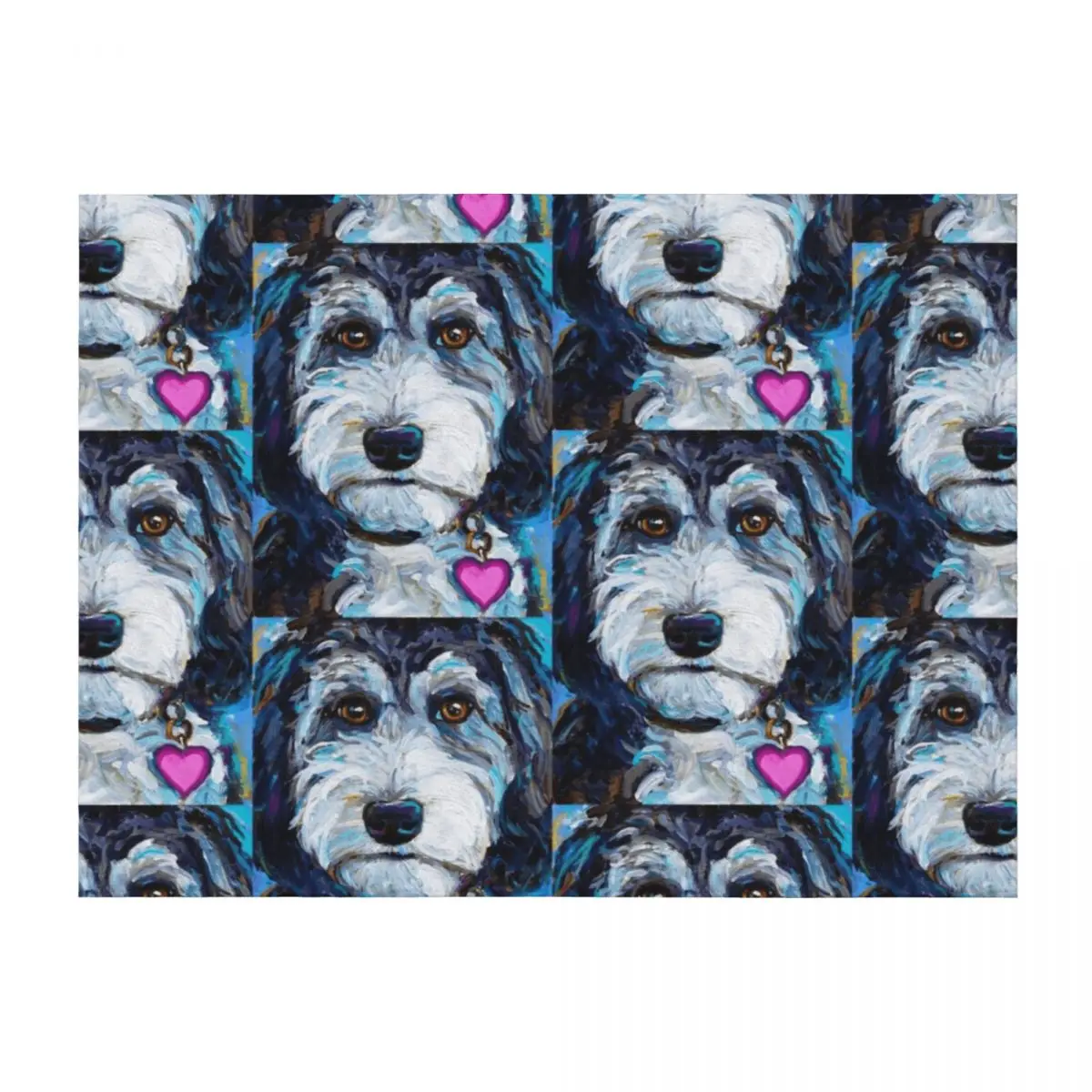 

Tuxedo Aussiedoodle Dog by Robert Phelps Throw Blanket bed plaid Hairy Multi-Purpose Moving Blankets