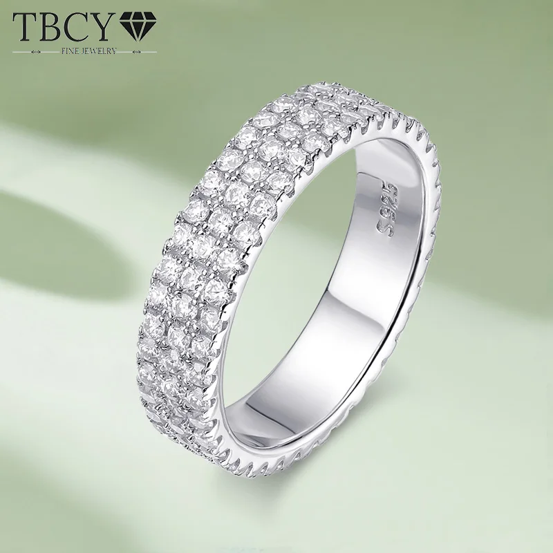 

Женское кольцо с трехрядными бриллиантами TBCYD, украшение в стиле хип-хоп из серебра 925 пробы, яркое украшение для подарка
