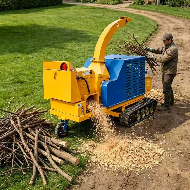 Wood Chipper Shredder, Electric Start Reliable Mulcher, Yard Waste Crusher Grinding Machine for Compost Mulch Creation