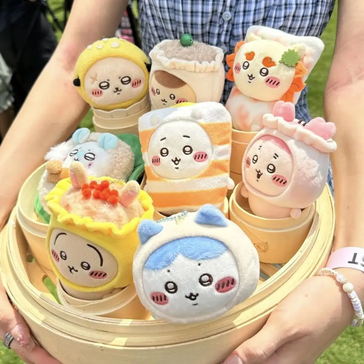 Chiikawa kawaii Momonga هونغ كونغ الشاي شرب طبعة محدودة ألعاب من نسيج مخملي قلادة لطيف الكرتون Rakko Usagi المفاتيح فتاة هدية