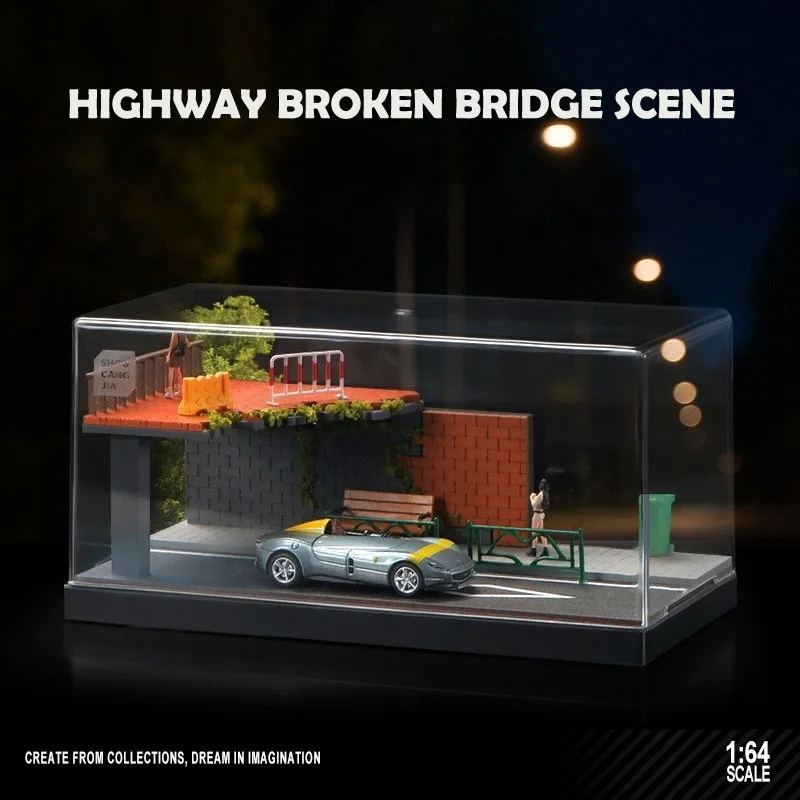 Simulation Miniature Scene of  Street Corner Acrylic Display Box for 1/64 Scale Car Model Collection Home Decor Parking Lot Toy