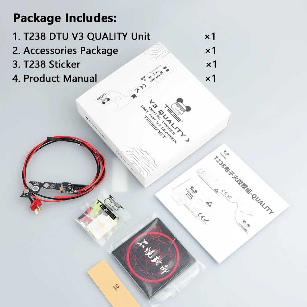 T238 V1.42 V3 Mosfet Micro Version Pre-cocking Programmable Overheat Protection for AIRSOFT Gel Ball Blaster Gearbox V3