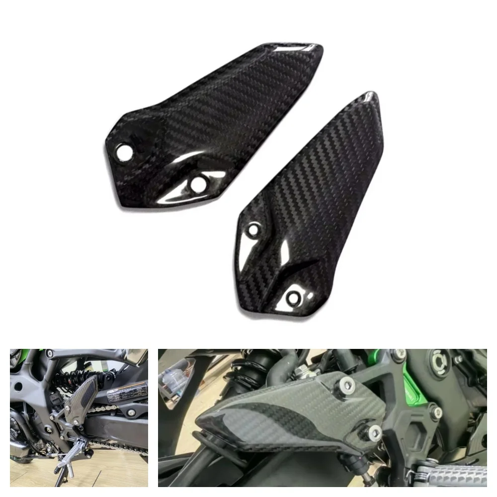 

For Kawasaki ZX-4R ZX-4RR 2023-2024 ZX25R 2020-2023 2024 Carbon Fiber Motorcycle FootPeg Footrest Rear SET Heel Plates Guard