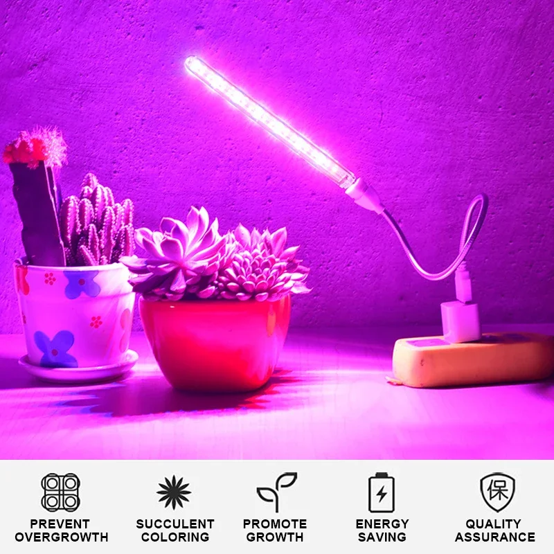 5V LED Grow Light Full Spectrum Phyto Lamp Interior USB para Plantas Flores Mudas Estufa 10W